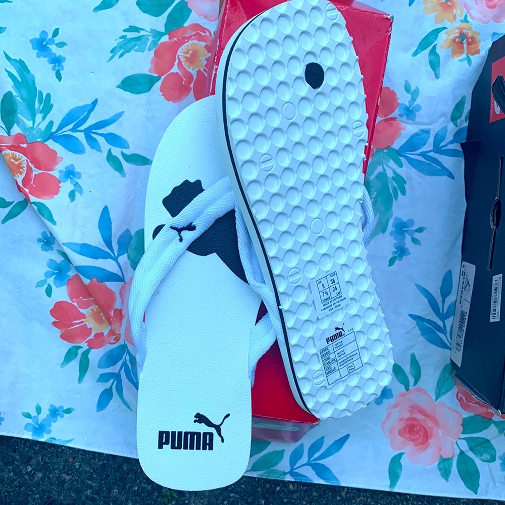 White Puma flip-flops